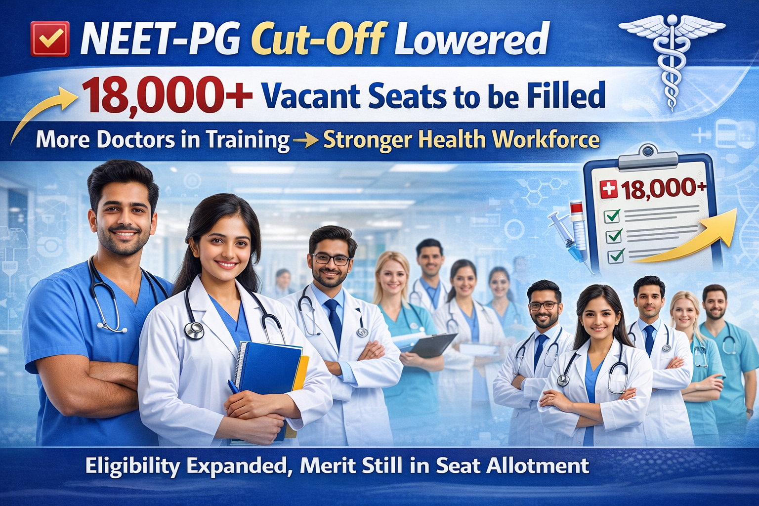 Read more about: NEET PG cut-off lowered to fill 18,000 vacant seats?and add health workers